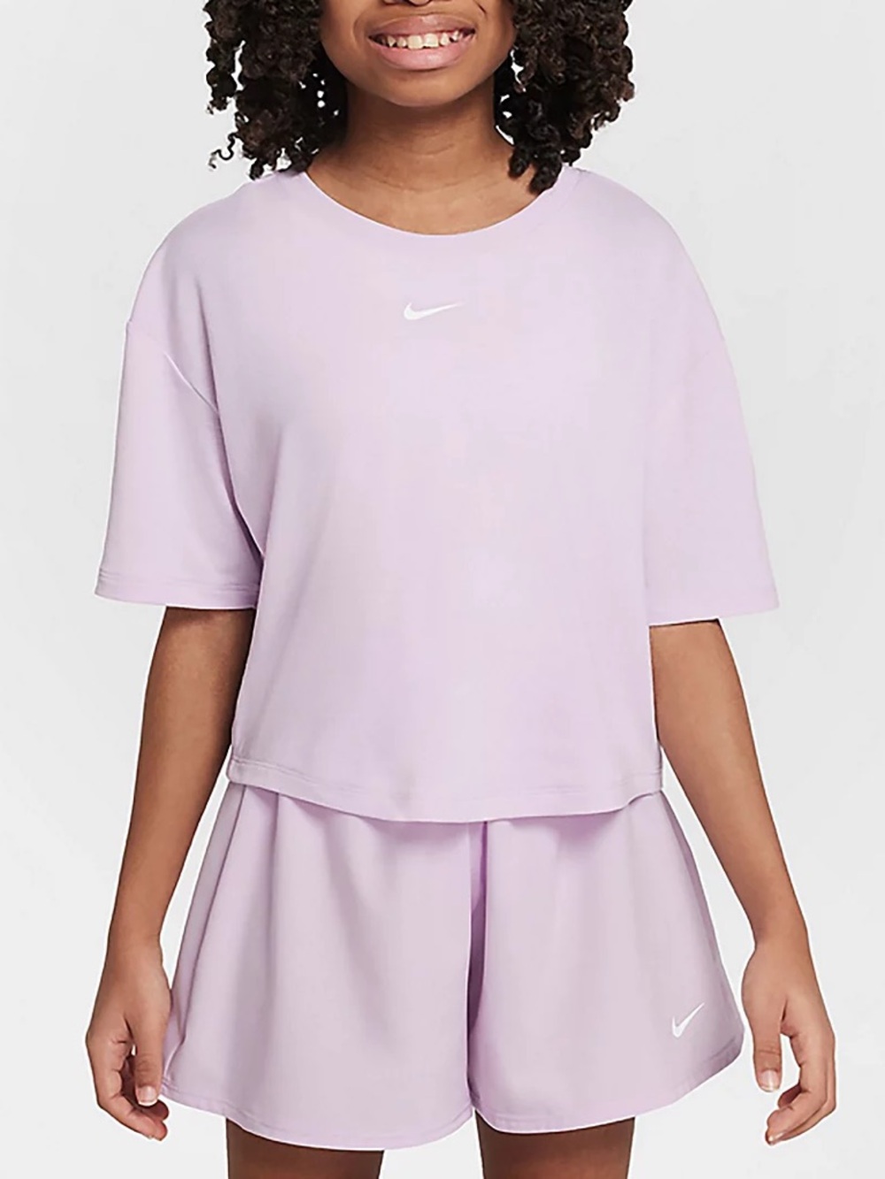 Nike Girls One Relaxed Dri-FIT Short-Sleeve Top Lavender Active T-Shirt Size XS